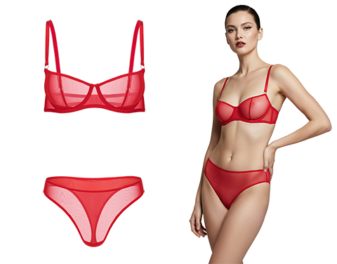 Packshoty bielizny na modelkach AI 1 packshot stanika i majtek zwizualizowany na cyfrowej modelce AI